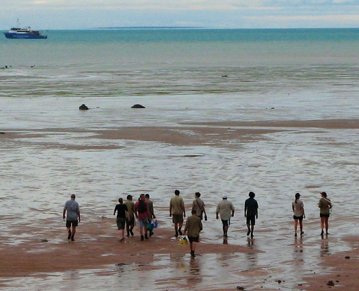Yawuru Rangers head out to sea grass, Roebuck Bay.