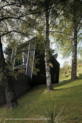 Lean Black Queenstown House by Stacey Farrell architect.
