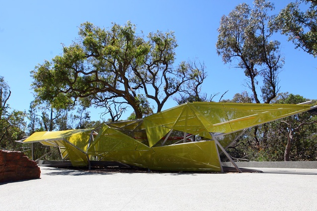 Entrance art work by Jon Tarry's, based on an insect chrysalys.