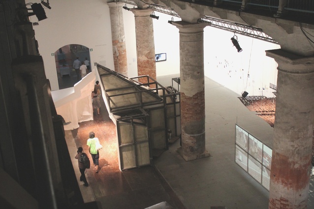 Cino Zucchi Architetti designs multi-media installation with suspended woven screens.