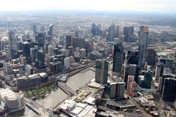 Melbourne with the Yarra river looking North East  by 
David Wallace, licensed under CC BY 2.0
