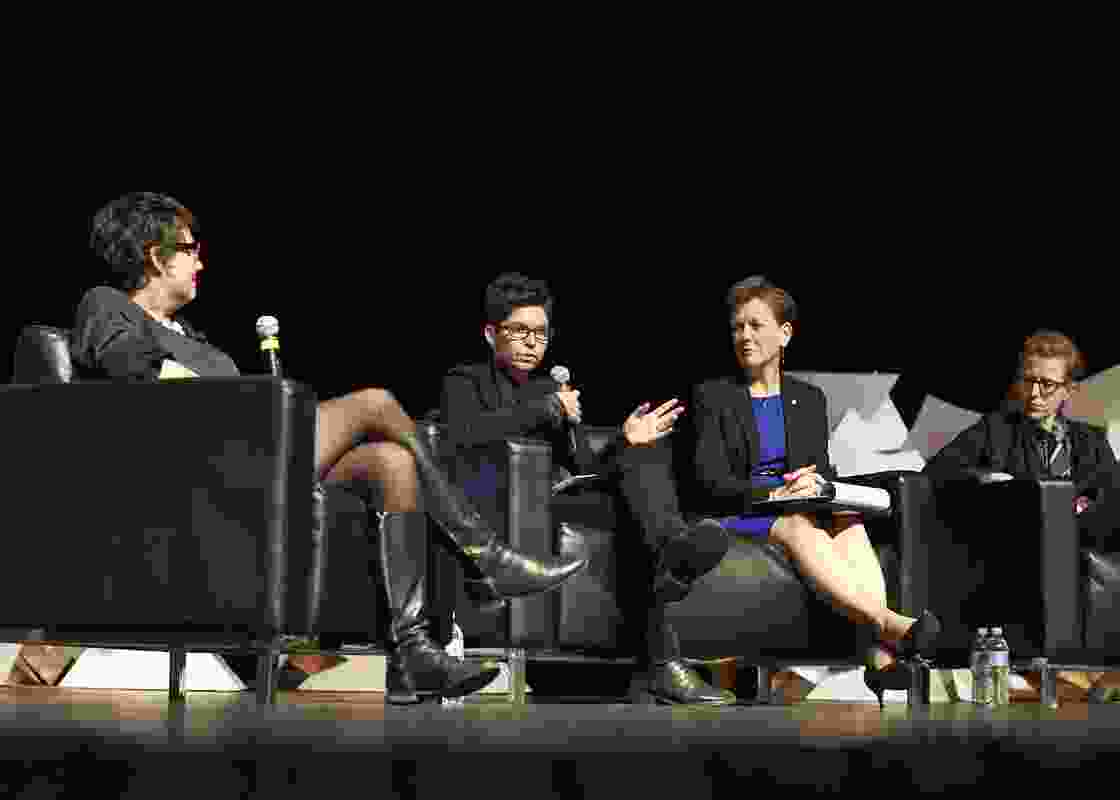 Parlour panel. L–R: Justine Clark, Naomi Stead, Helene Combs Dreiling (president of American Institute of Architects) and Emma Williamson.