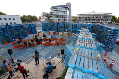 Pallet Pavilion offered a temporary venue for music and cultural events.