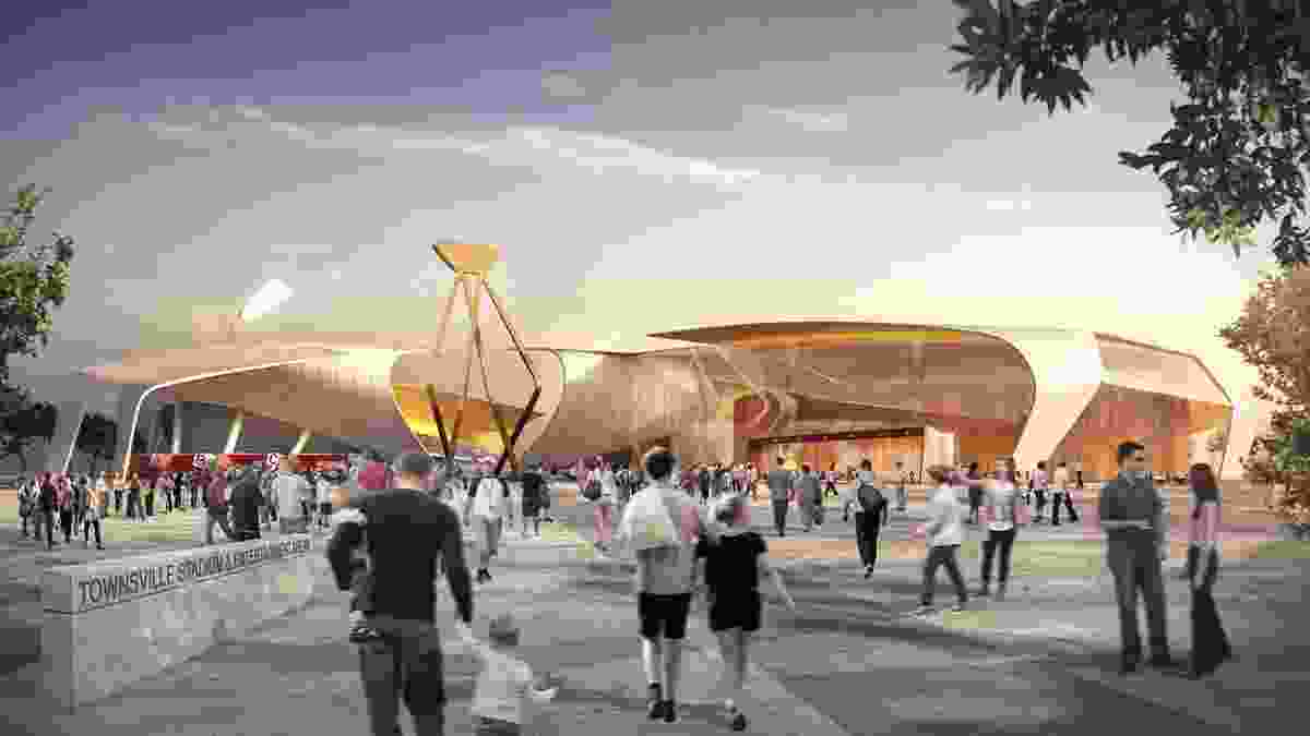 Indicative design for a new stadium in Townsville by Cox Architecture, produced for a 2013 feasibility study by KPMG.