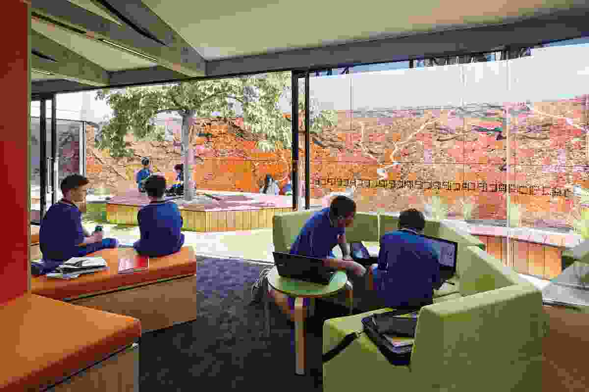 The courtyard features a vibrant mural painted by Branch Studio Architects director Brad Wray and his partner Ellie Farrell.