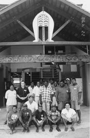 Participants in a community housing management workshop, Yam Island, Torres Strait, 1998. Photograph Paul Memmott. 