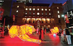 LAVA’s giant origami tiger, installed outside Sydney’s Customs House for Chinese New Year. Photograph by Jamie Williams.