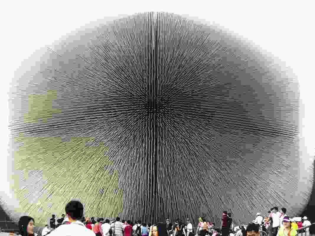 The UK pavilion, designed by Heatherwick Studio, consisted of 60,000 crystalline spines.