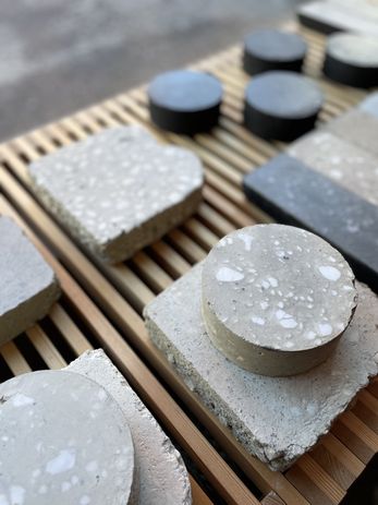 Collaboratorio developed a concrete alternative made of compacted clay mixed with aggregate made using discarded materials such as marble from Alvar Aalto's Finlandia Hall refurbishment.