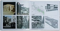 Student Biennale catalogue 2008. Daniel Griffin’s On the Ground (Maternity Hospital and Epigenetic Research Facility, Jenin, Westbank, 2050) is on the left, with Jade Myers’ The Urban Dislodgement on the right.