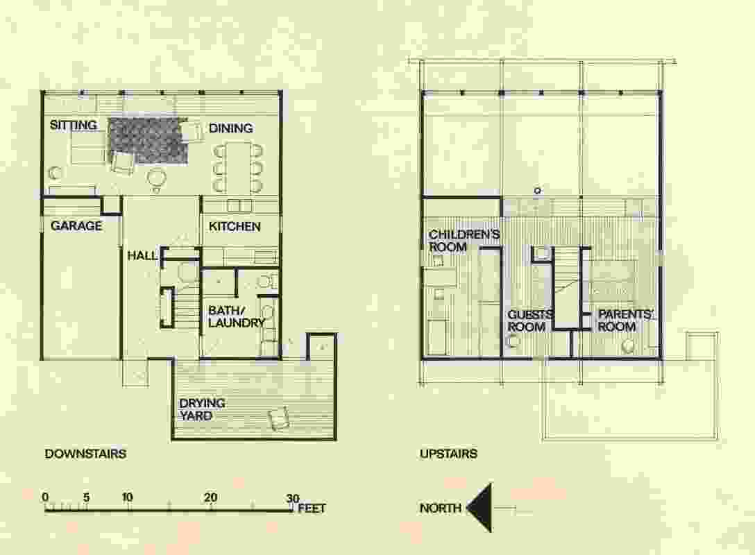 Ground floor and first floor plans of Wilson Beach House by John Railton.