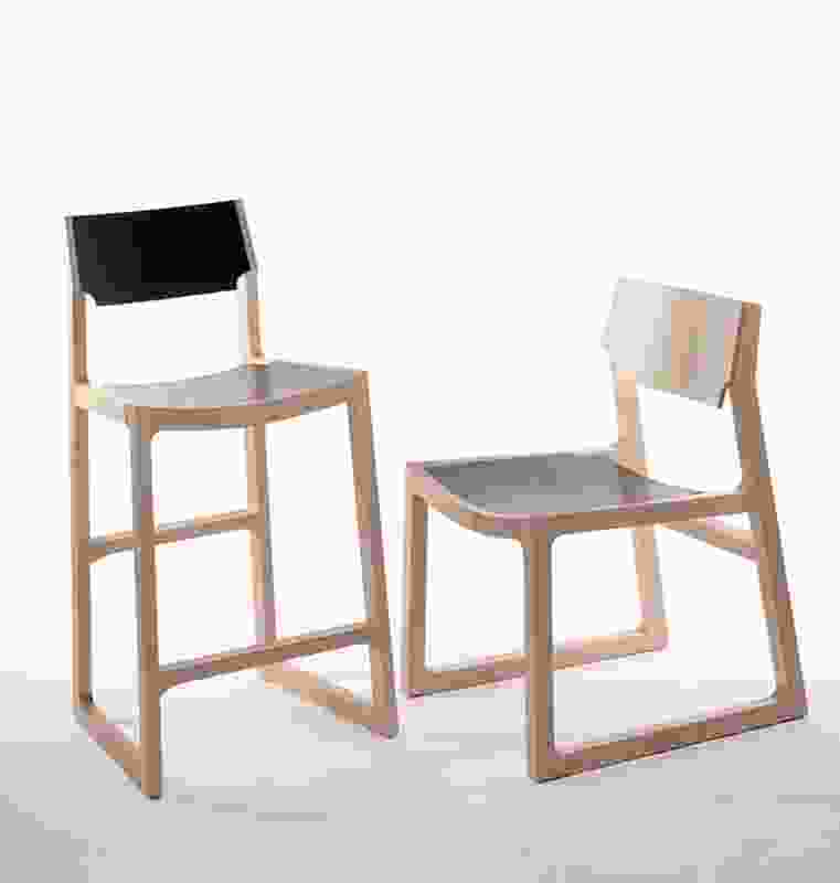 Bar Stool and Sled Chair. In production from Midland Atelier.
