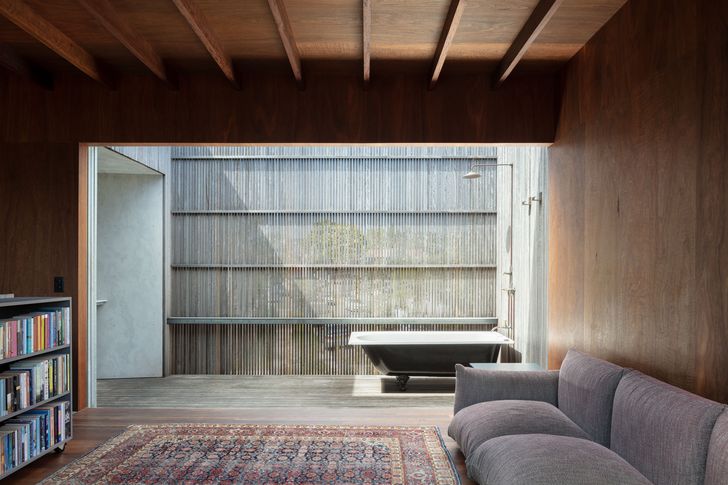 The open air bath and laundry of North Bondi House by Anthony Gill Architects.