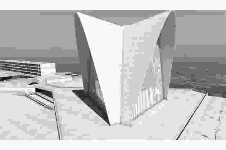 A trigger image of the Nervi Cathedral (1958) by Pier Luigi Nervi in New Norcia, Western Australia. This image is part of  prototyping the augmented reality technology to be realised as part of Australia’s exhibition for the 2014 Venice Architecture Biennale. 
