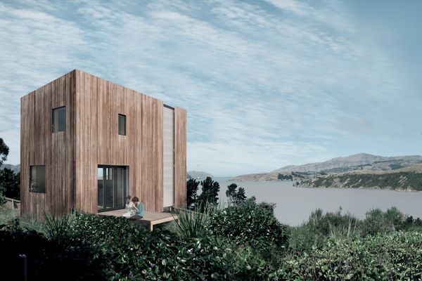 An artist's impression of the Warrander Studio - New Zealand's first building to use a digitally prefabricated cassette panel cladding system.