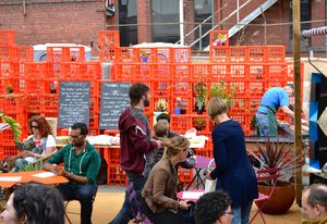 A robust, recycled outdoor space at the School of Life, Collingwood.
