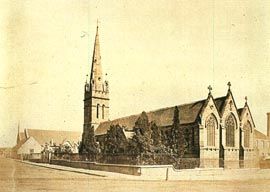 St. Benedict’s Church (1845- 56), Broadway, Sydney, before alteration. The largest completed Pugin church in Australia, it was sadly shortened and mutilated during reconstruction to allow for the widening of Broadway in the 1940s. Photo Cambridge University Library, Royal Commonwealth Society Collection.