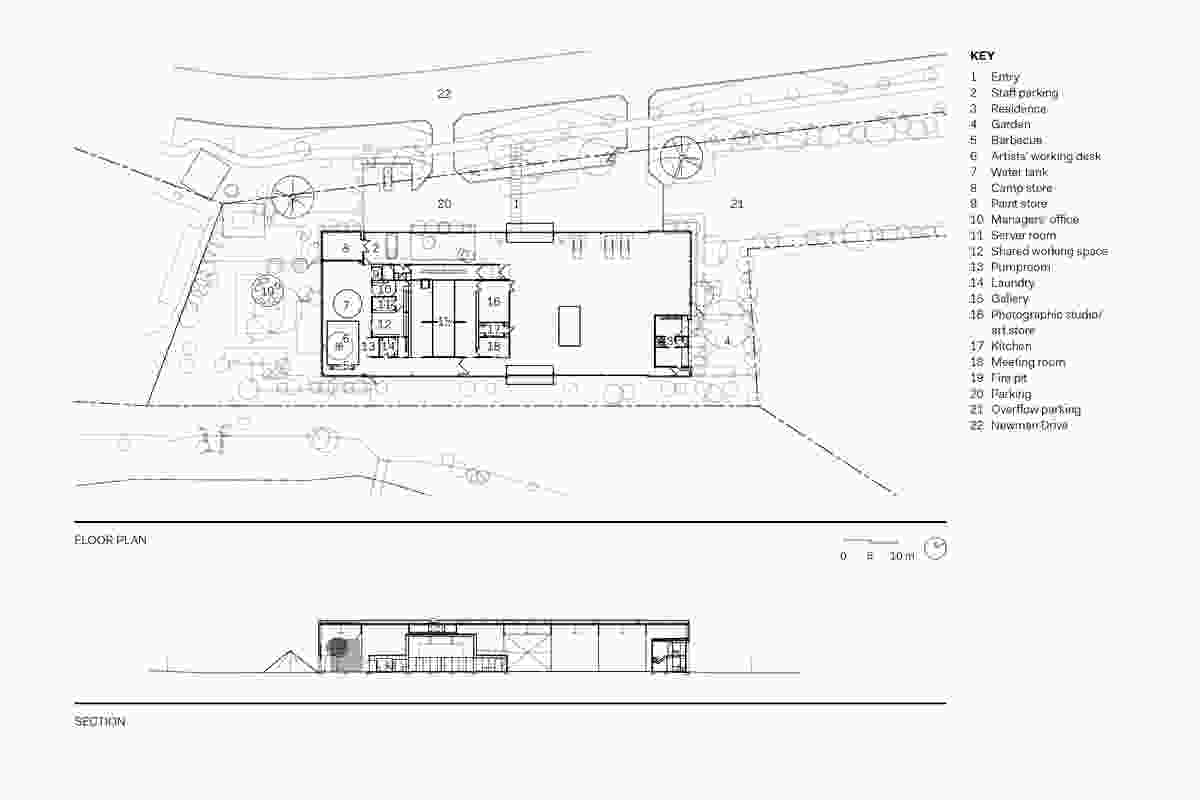 East Pilbara Arts Centre floor plan and section.
