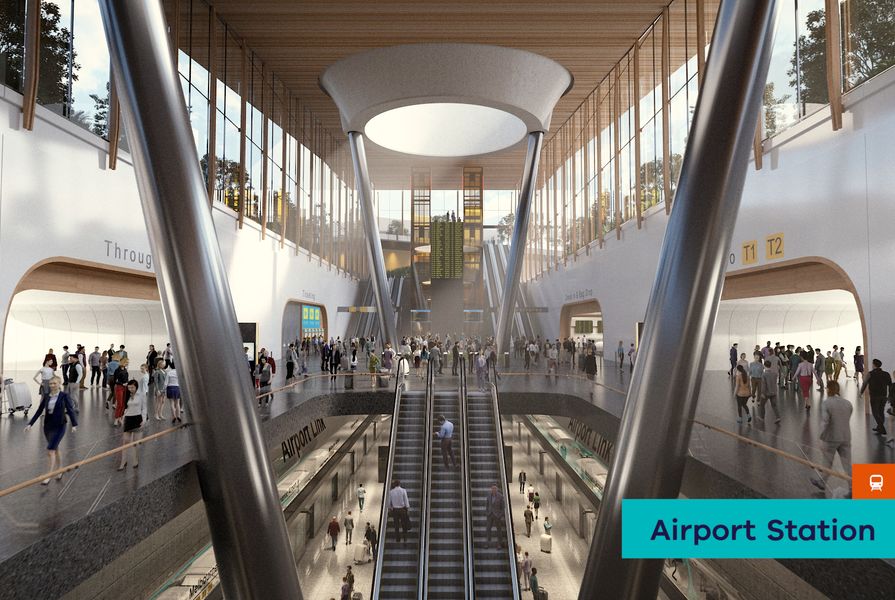 A proposed underground Melbourne Airport railway station by Grimshaw Architects.