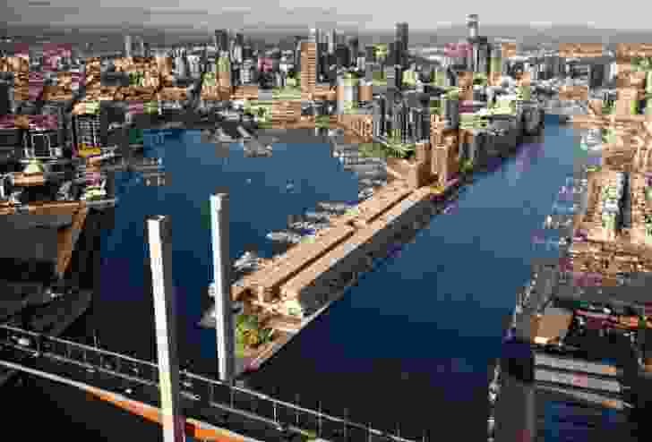 Proposed built form in 2010 development plan for Victoria Harbour by by Aspect Oculus in association with Studio Nield and Lend Lease Design.