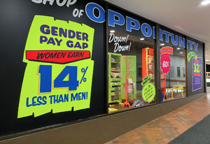 The Shop of Opportunity, a large-scale installation by the Hotham Street Ladies, explores themes of feminism, community, suburbia, public space and gender equality.