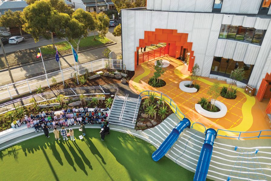 Bush Projects designd the landscape for North Melbourne Hill Primary School, Molesworth Campus; architecture by ARM Architecture.