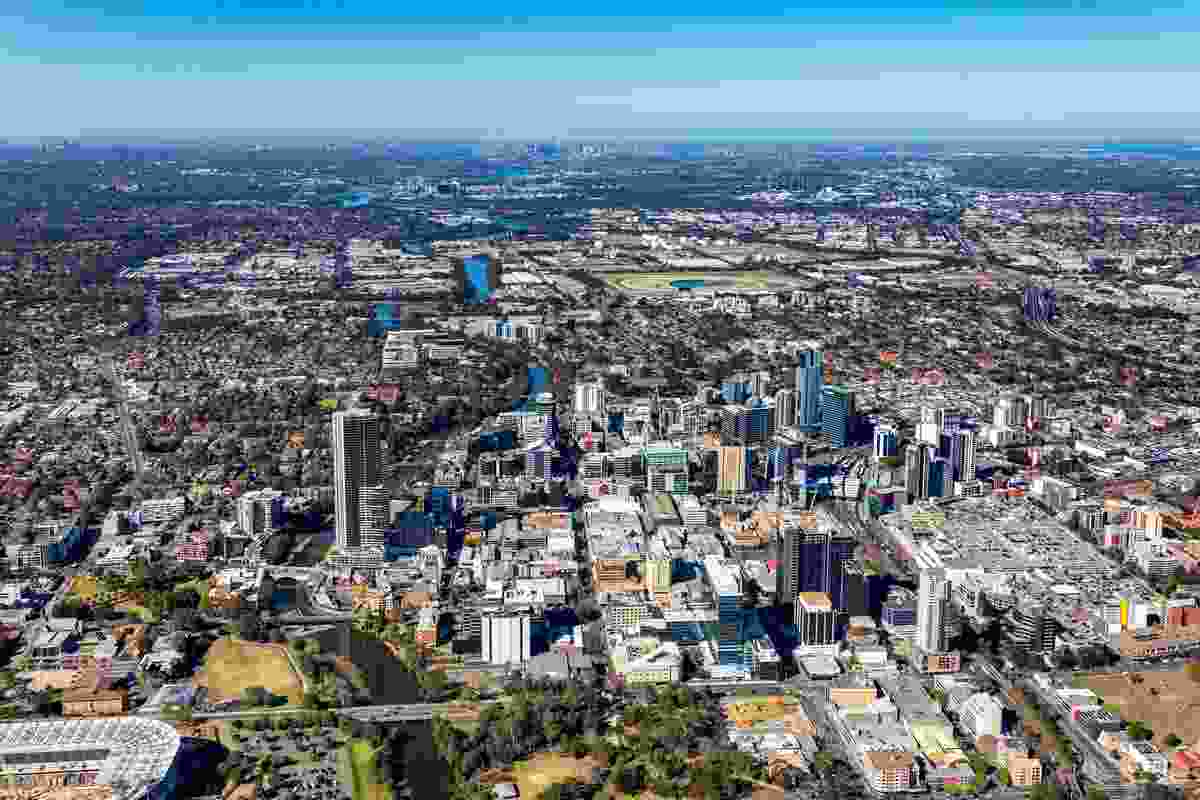 Aerial view of Parramatta.