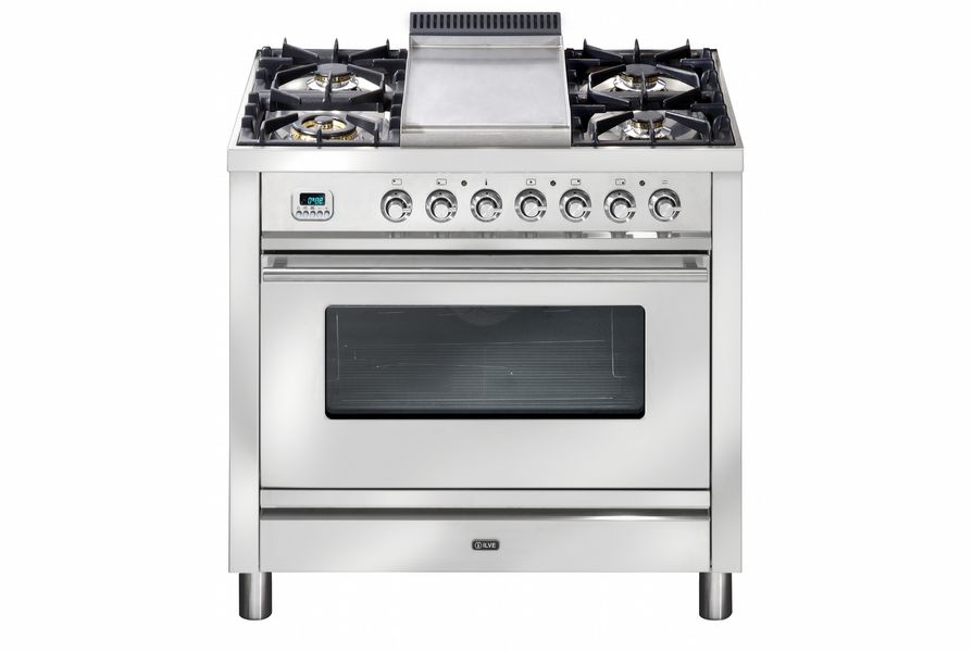 The new dual fuel gas and induction 90 cm upright oven from Ilve.