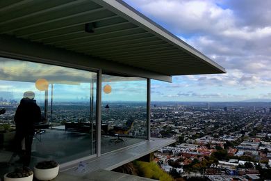 Stahl House or Case Study House #22 by Pierre Koenig cantilevers dramatically over a clifftop in the Hollywood Hills.