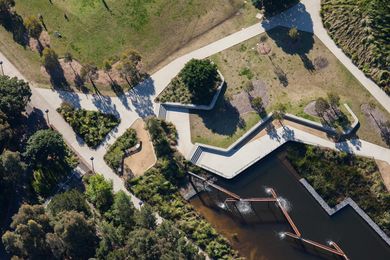 Aerial perspective of Sydney Park. 