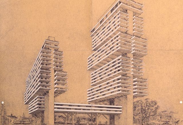 Sketch for 60-64 Clarendon Street, East Melbourne, 1968, by Robin Boyd.