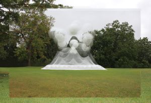 A series of photographs of Apparatus 3 by 227768c superimposed to show its behaviour over time.