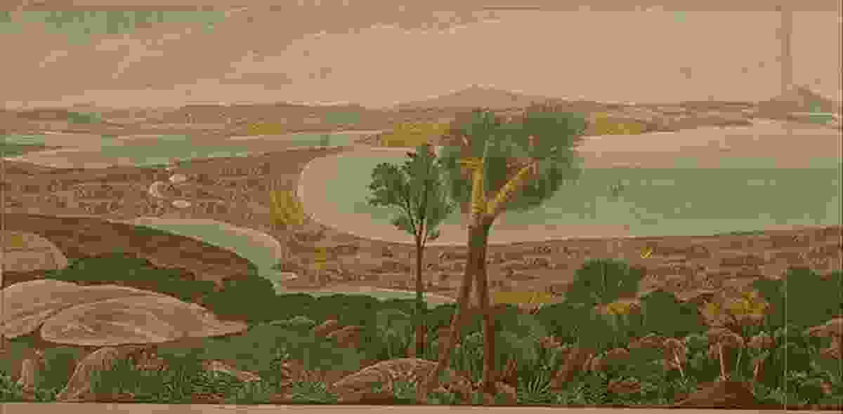Detail of Panoramic View of King George's Sound, Part of the Colony of Swan River (1834) by Robert Havel.