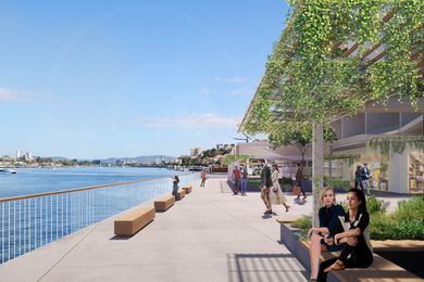 Improvements to Brisbane's Portside Wharf will include enhanced views and access to the river through an extended entry plaza and main street.