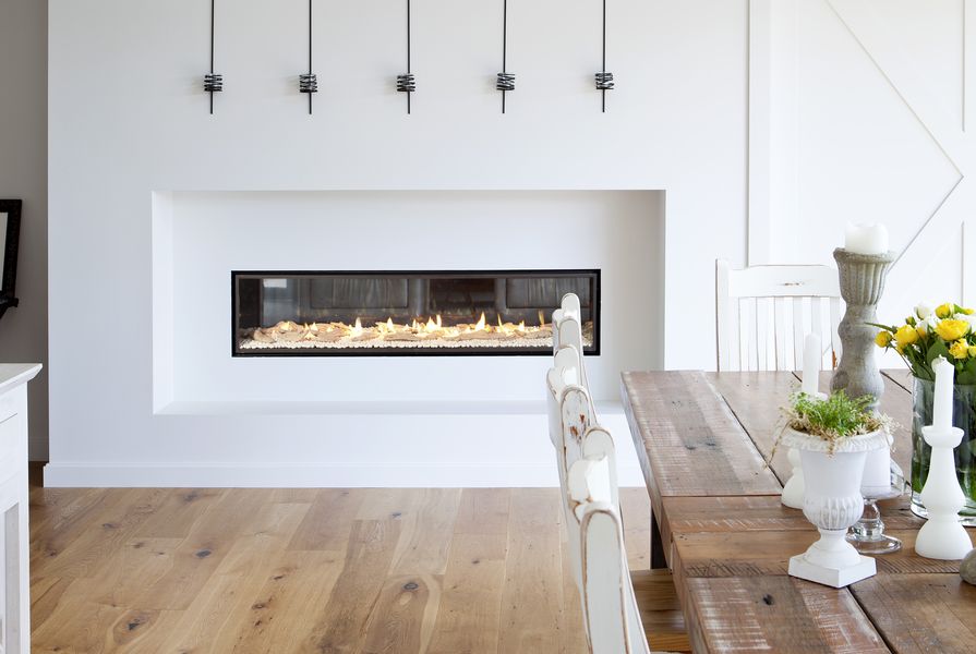 Escea DX1500 frameless ducted gas fireplace complements minimalist ...