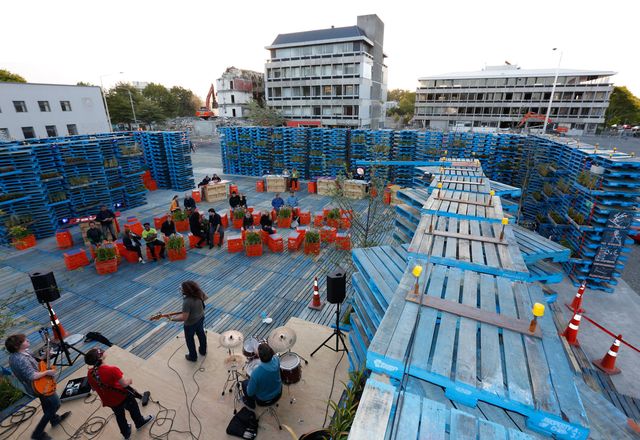 Pallet Pavilion offered a temporary venue for music and cultural events.
