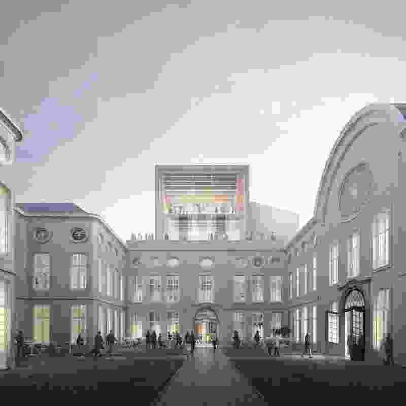 The winning design for the expansion of Design Museum Gent by Trans Architectuur Stedenbouw, Carmody Groarke, and RE-ST Architectenvennootschap.