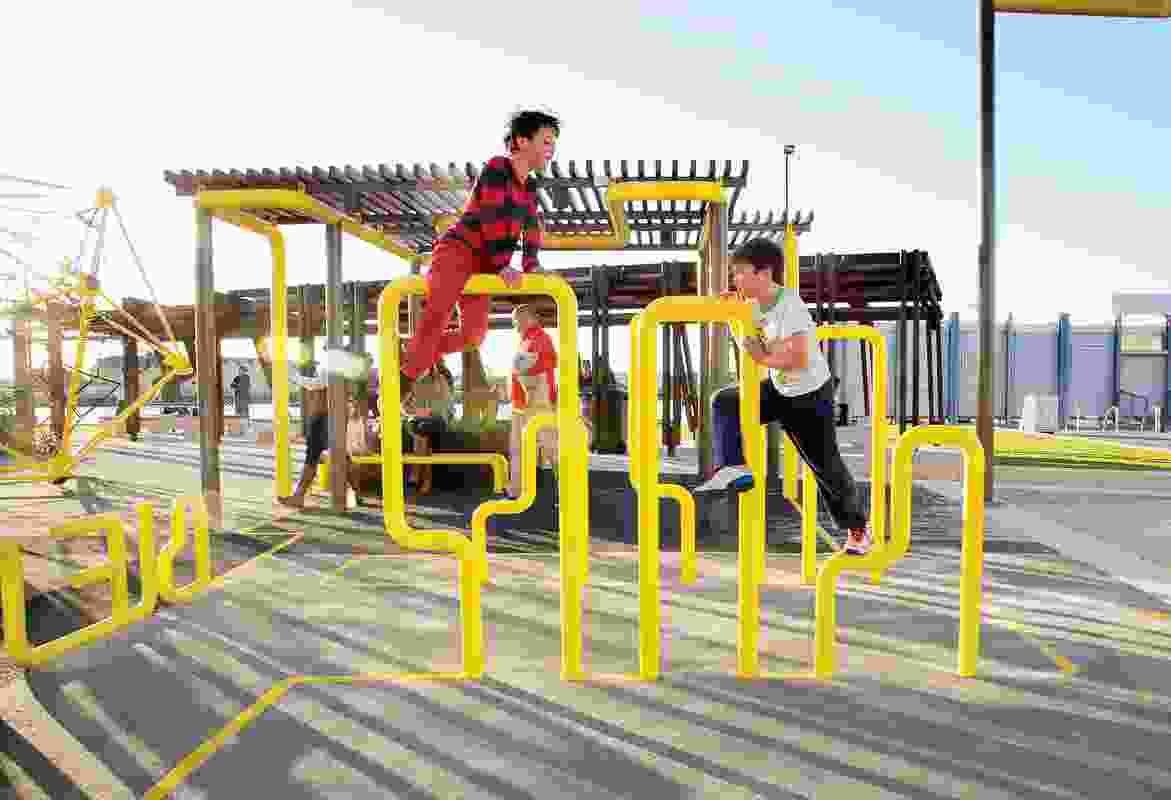 The playground achieves a substance befitting the solid materiality of the port environment.