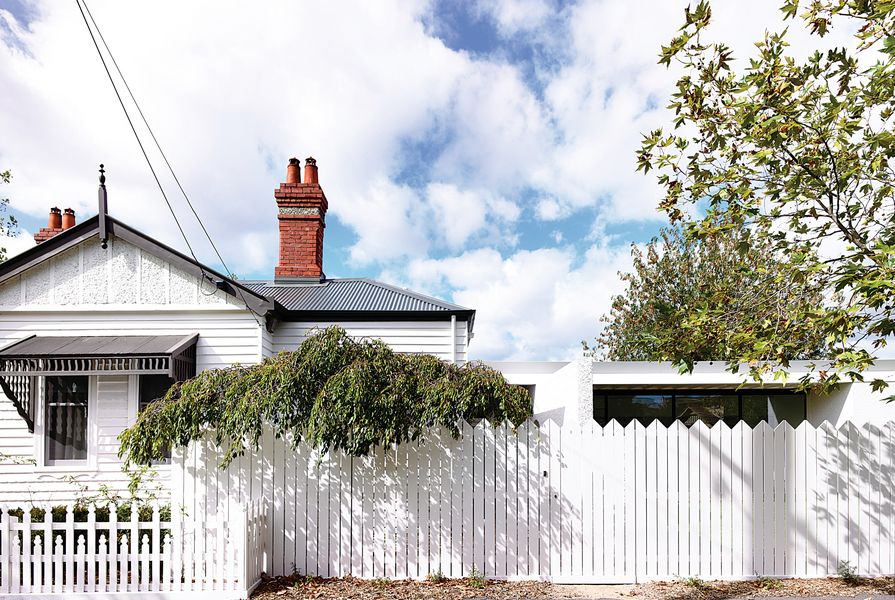 The existing house, an Edwardian weatherboard, has been remodelled as a private family wing.
