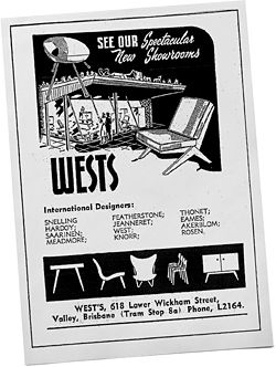 Advertisement for Wests, House and Garden, 1954 (Knoll is misspelt).