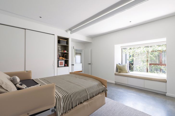 Owen’s new light-filled bedroom purpose-designed for functionality and sensory enjoyment.