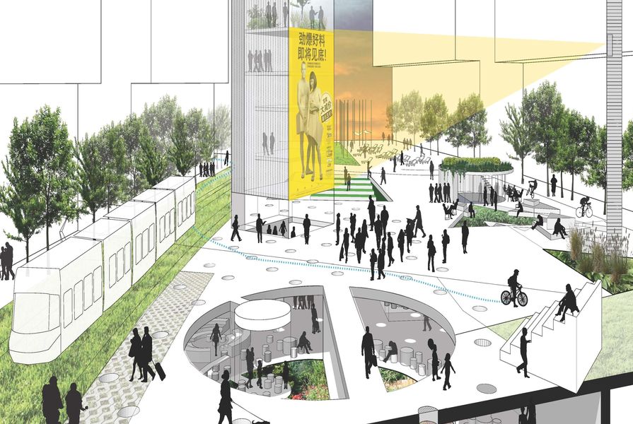 Winning entry in Sydney's Green Square Library & Plaza competition by Stewart Hollenstein + Colin Stewart Architects.
