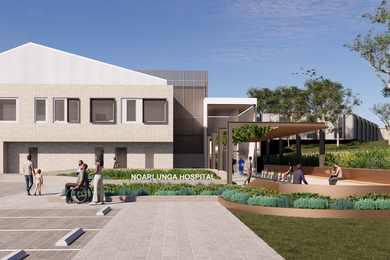 The proposed Noarlunga Hospital upgrade designed by Wiltshire Swain Architects and GHD Woodhead.