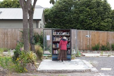 Think Differently Book Exchange: A book exchange in refrigerator form on a vacant Christchurch site.