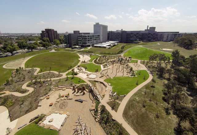 Located on the former Royal Children’s Hospital site, the new park and playspace has injected fresh life into Royal Park.