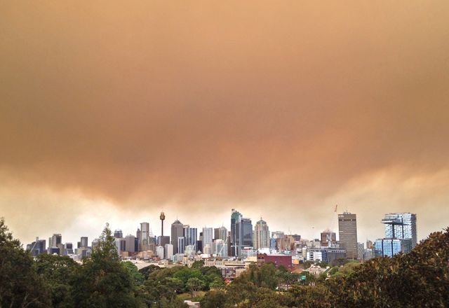 Bushfire haze over Sydney.