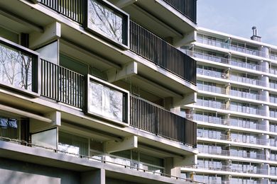 Hans van der Heijden/Biq redesigned the Splayed Apartment Blocks in Rotterdam to better accommodate both the occupants who had lived there since the blocks were built in 1968 and those who had moved in more recently.
