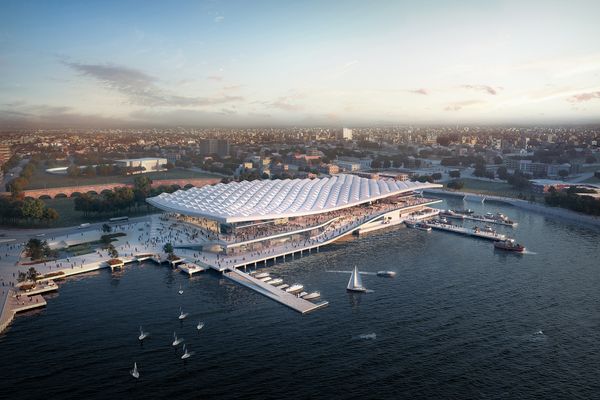 The proposed Sydney Fish Market designed by 3XN/GXN, BVN and Aspect Studios.