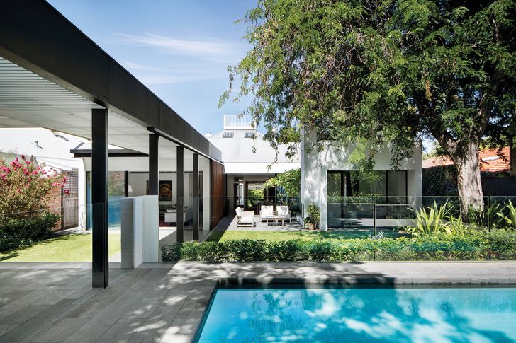 Landscaped areas connect Claremont Residence’s built volumes, opening them to a verdant backdrop for clients who love being outdoors.