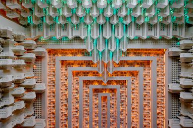 The interior of the Capitol Theatre designed Walter Burley Griffin and Marion Mahony Griffin, 1924, is noted for its extraordinary and highly advanced design and spectacular lighting effects.